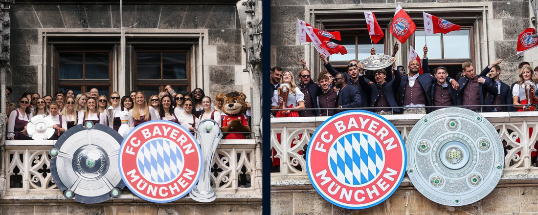 Les équipes masculine et féminine du FC Bayern München célébrées à l'Hôtel de Ville de Munich après une saison historique.